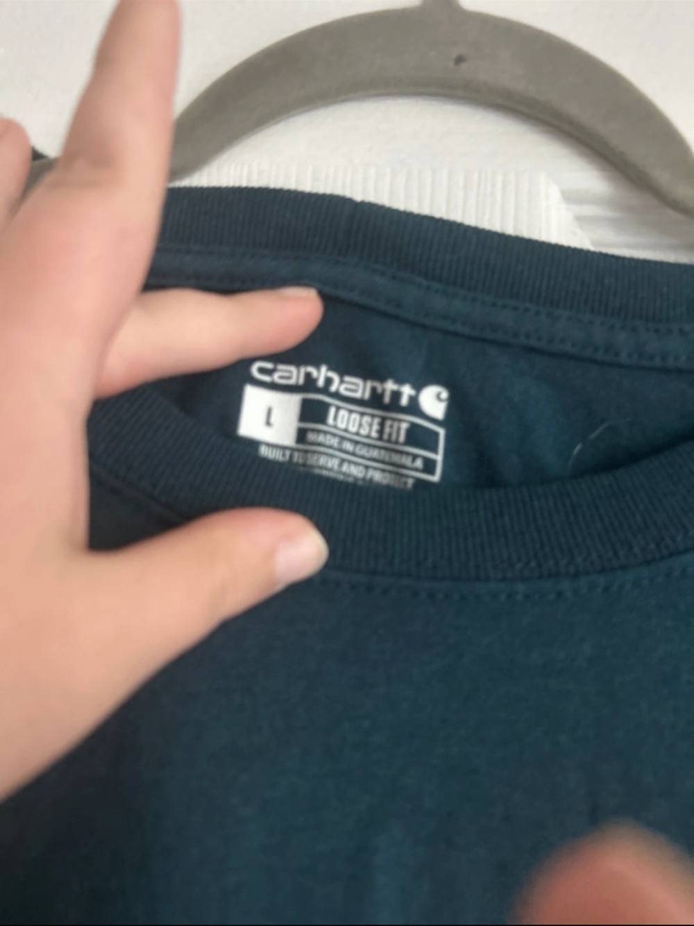 Carhartt Dark Teal Long Sleeve Tee with Yellow Logo - Picture 2 of 3